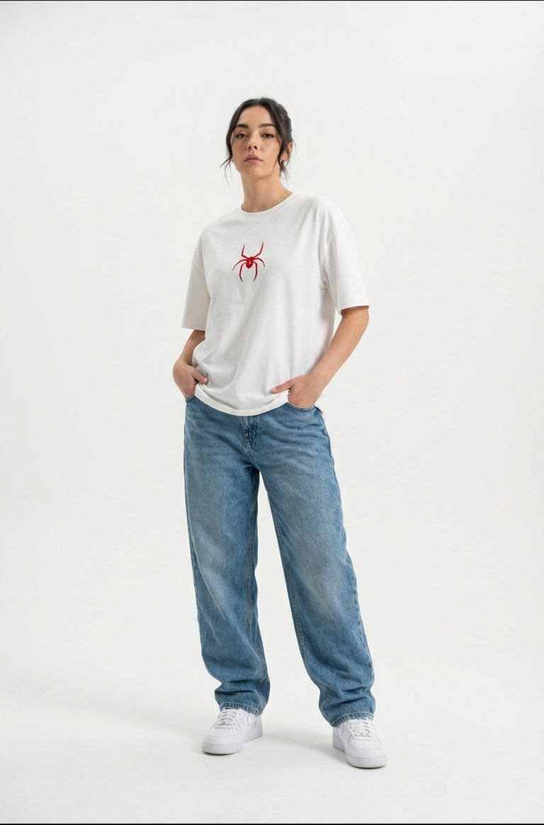 WHITE OVERSIZE SPIDER TEE-2