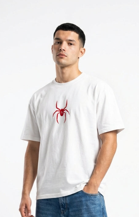 WHITE OVERSIZE SPIDER TEE-1