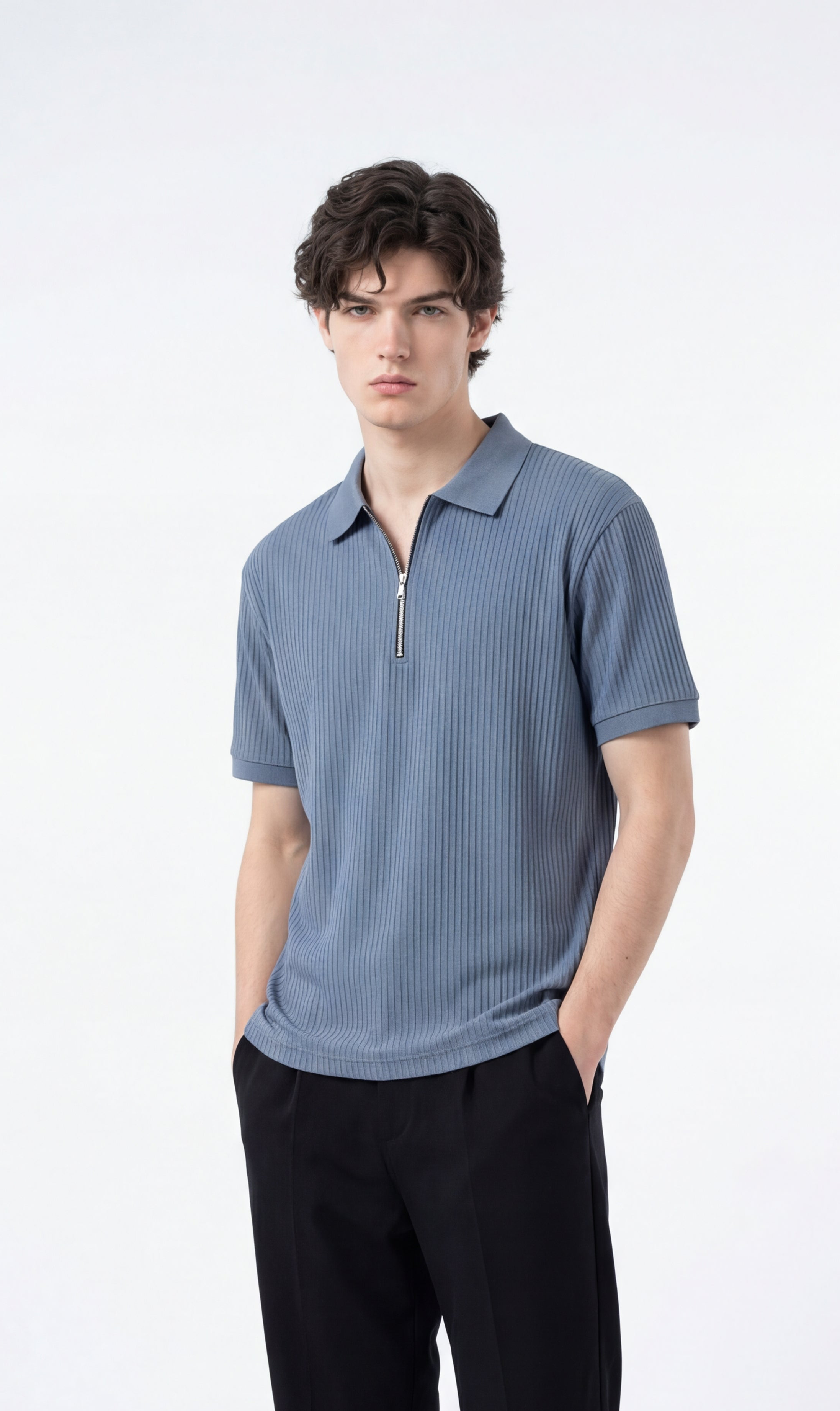 The Sky Vertical-Rib Polo-1
